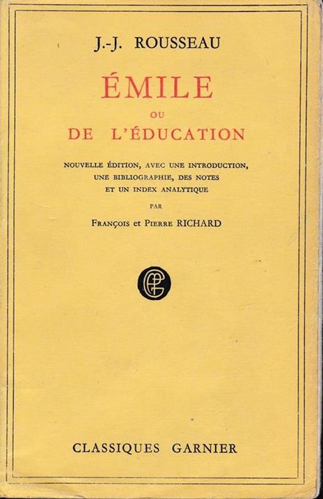 Emile ou de l'éducation - Jean-Jacques Rousseau - copertina