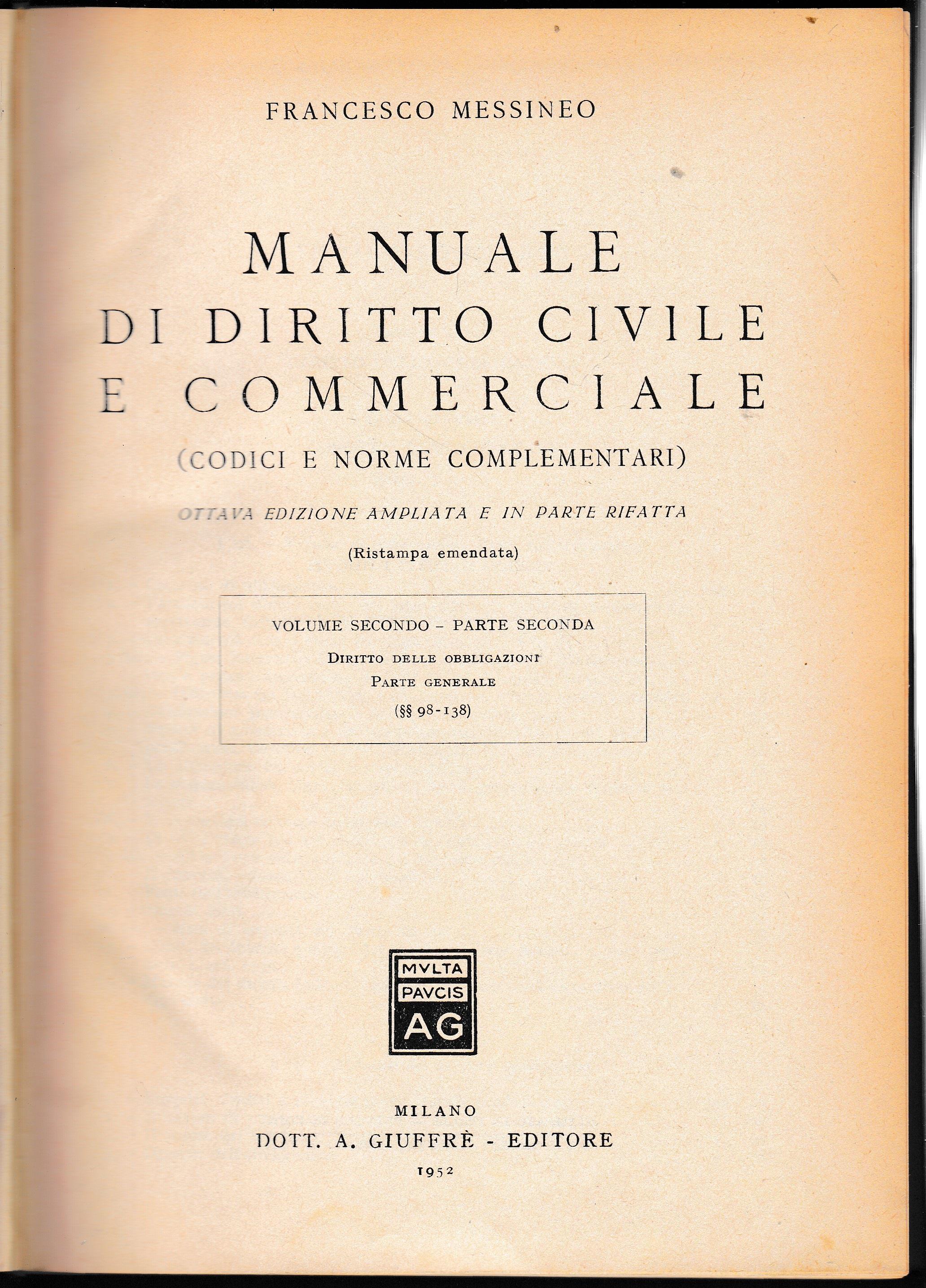 Manuale di diritto civile e commerciale, vol. 2° - parte seconda
