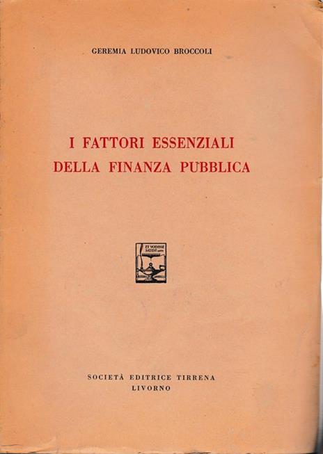 I fattori essenziali della finanza pubblica - copertina
