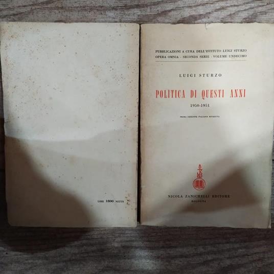 Politica di questi anni 1950-1951 - Luigi Sturzo - copertina