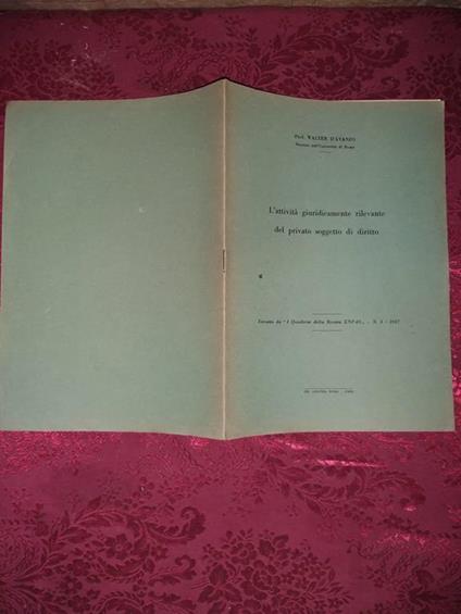 L' attività giuridicamente rilevante del privato soggetto di diritto - Walter D'Avanzo - copertina