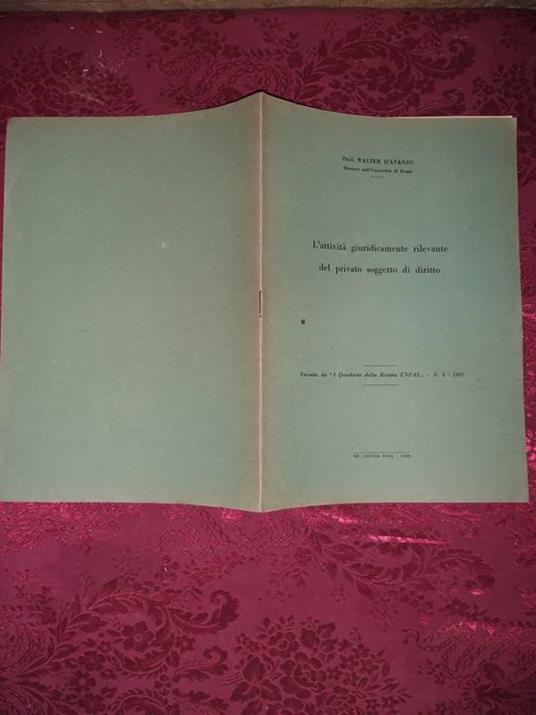 L' attività giuridicamente rilevante del privato soggetto di diritto - Walter D'Avanzo - copertina