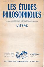 Les études philosophiques. L'étre n. 2. Pubblicazione trimestrale