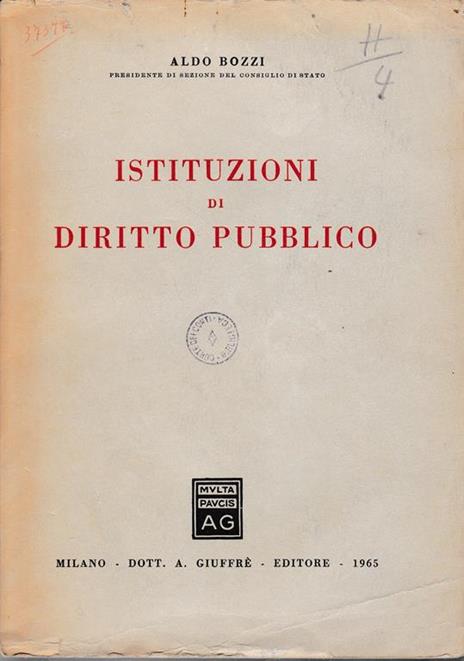 Istituzioni di diritto pubblico - Alfredo Bozzi - copertina