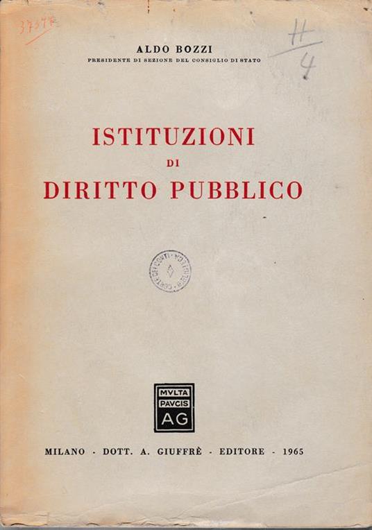 Istituzioni di diritto pubblico - Alfredo Bozzi - copertina