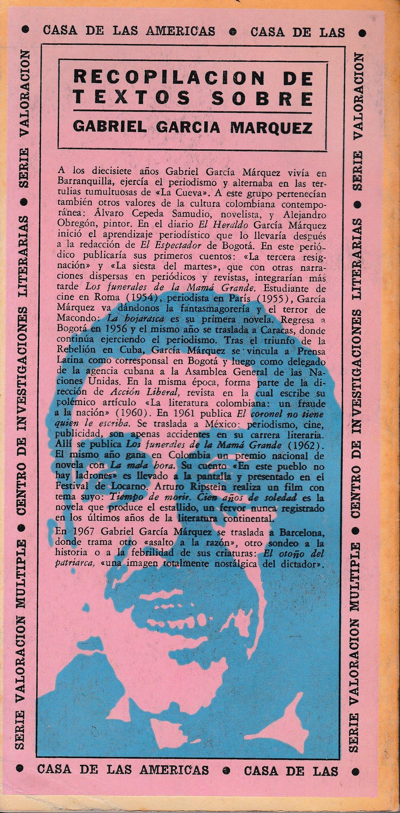 Recopilacìon de textos sobre Gabriel Garcia Marque