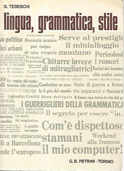 Lingua,grammatica,stile - G. Tedeschi - copertina