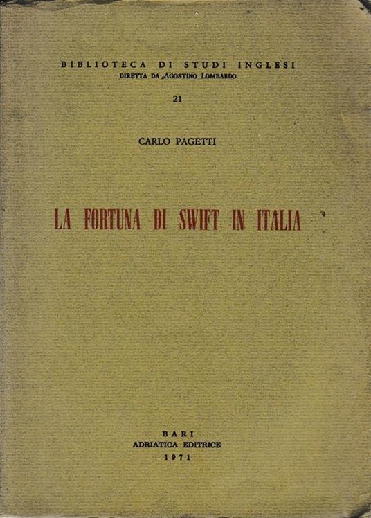 La fortuna di Swift in Italia - Carlo Pagetti - copertina