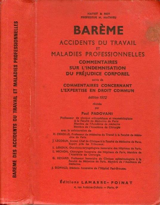 BARèME accidents du travail et maladies professionnelles - copertina