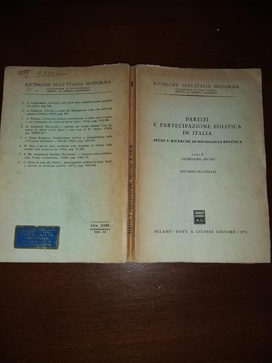 Partiti e partecipazione politica in Italia - Giordano Sivini - copertina