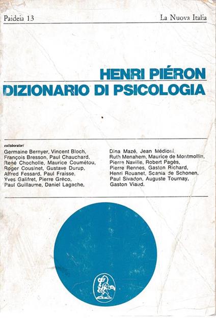 Dizionario di Psicologia - Henri Pieron - copertina