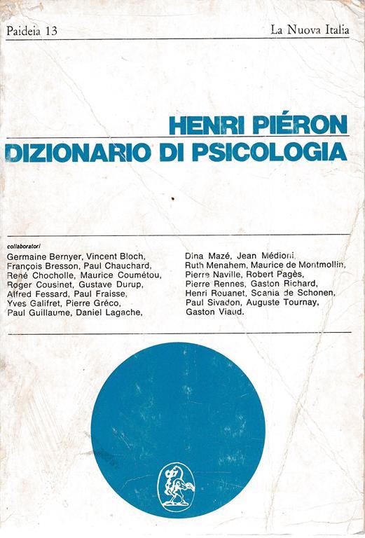 Dizionario di Psicologia - Henri Pieron - copertina
