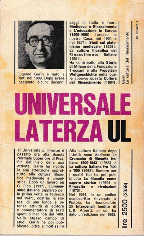 La cultura del Rinascimento - Eugenio Garin - 2