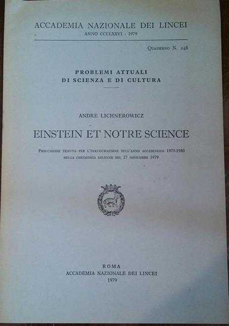 Einstein Et Notre Science - Andre Lichnerowicz - copertina