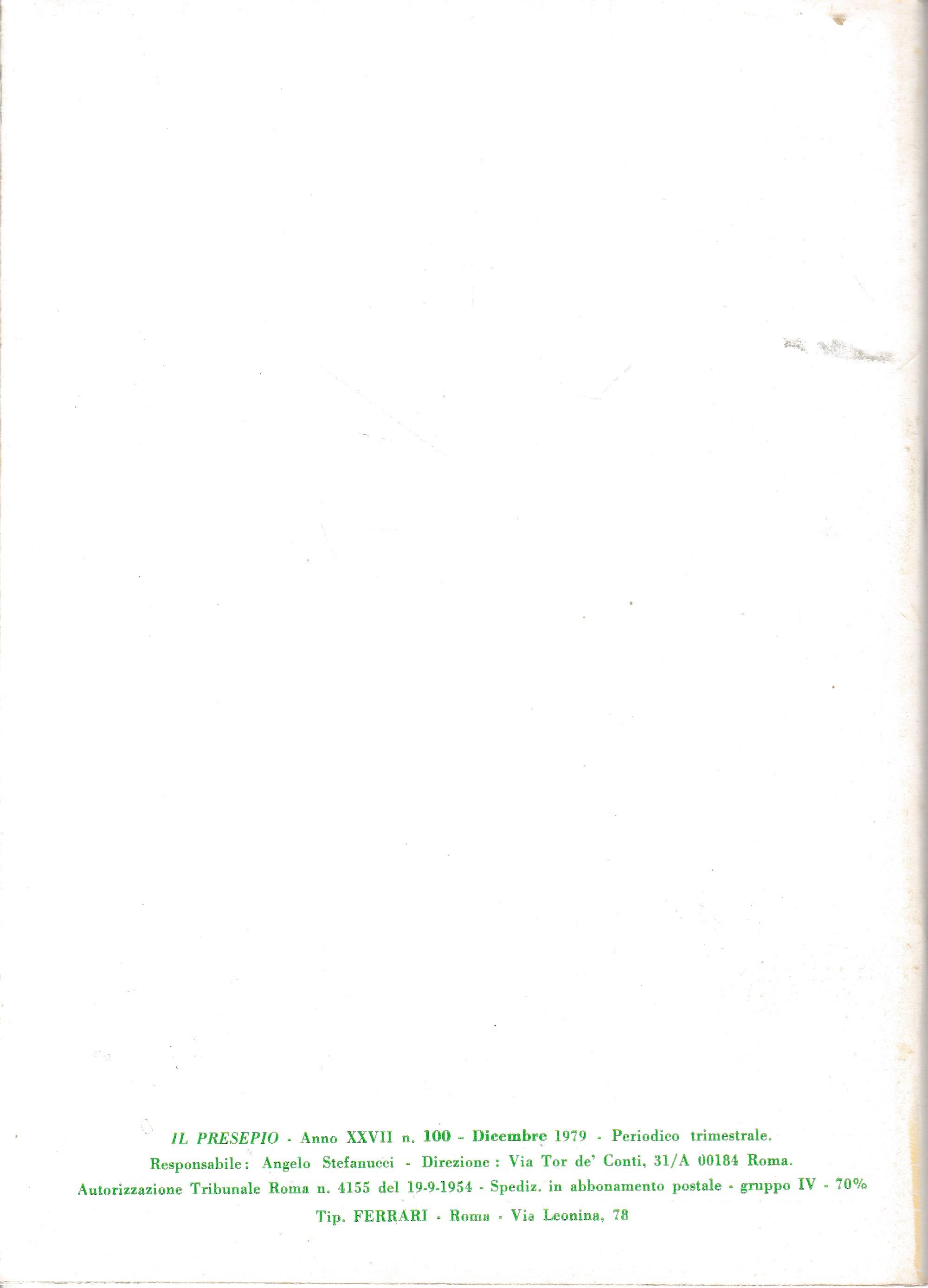 Il Presepio. Rivista dell'Associazione Italiana Amici del Presepio - Dicembre 1979 - anno XXVII - n. 100