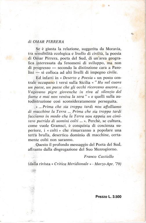 Deserto e poesia - O. Pirrera - 2