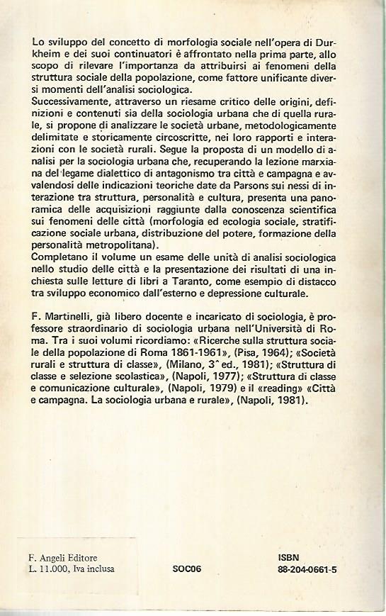 Le società urbane. Problemi e studi