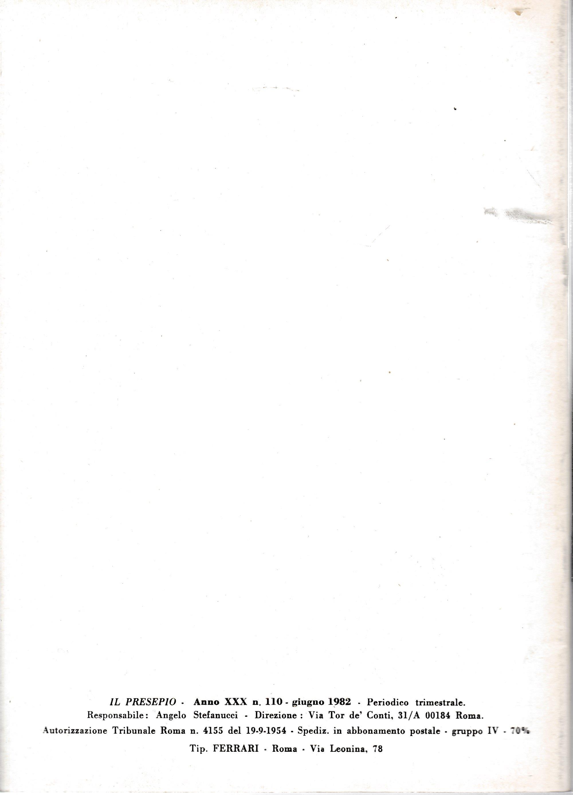 Il Presepio. Rivista dell'Associazione Italiana Amici del Presepio - Giugno 1982 - anno 30 - n. 110