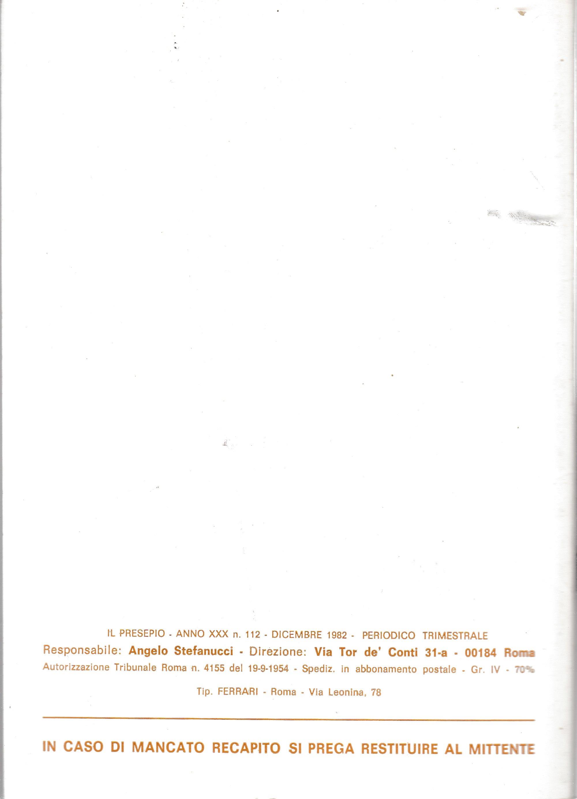 Il Presepio. Rivista dell'Associazione Italiana Amici del Presepio - Dicembre 1982 - anno 30 - n. 112