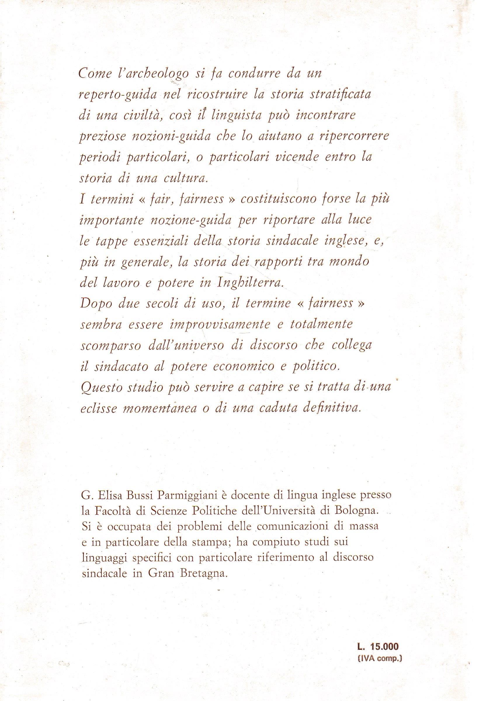 Il concetto di "Fairness" nel discorso sindacale inglese