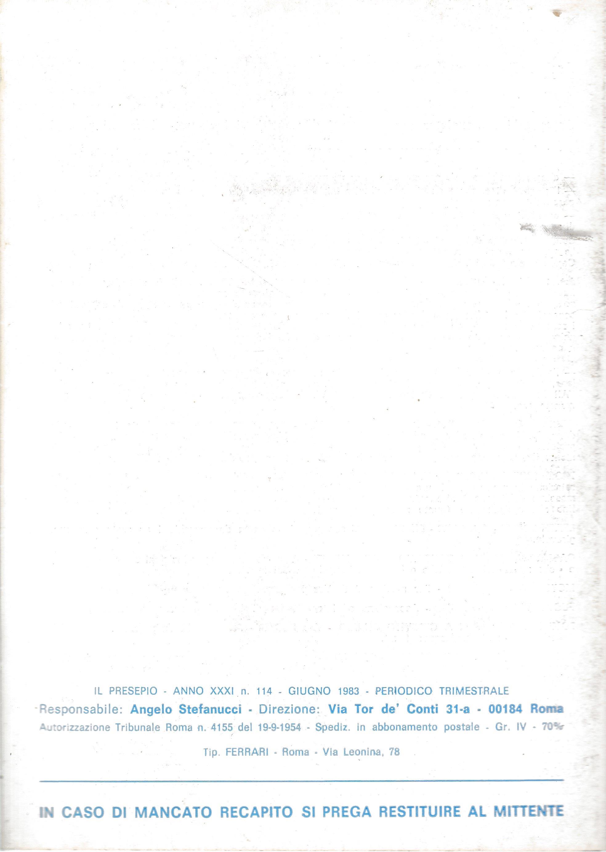 Il Presepio. Rivista dell'Associazione Italiana Amici del Presepio - Giugno 1983 - anno 31 - n. 114