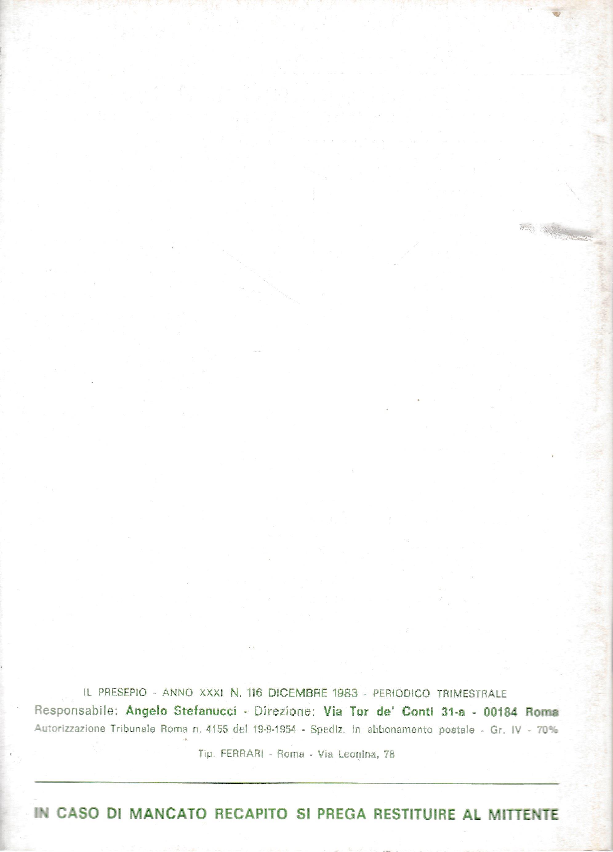 Il Presepio. Rivista dell'Associazione Italiana Amici del Presepio - Dicembre 1983 - anno 31 - n. 116