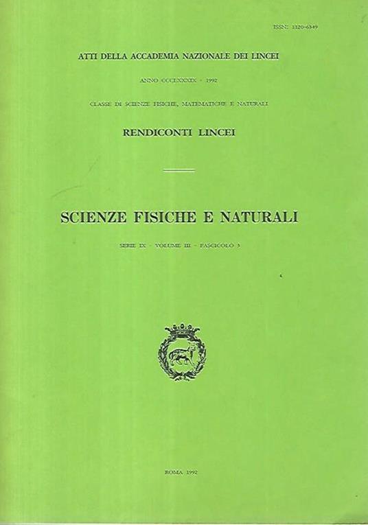 Scienze fisiche e naturali. Serie IX- Volume III- Fascicolo 3. Rendiconti Lincei - Accademia dei Lincei - copertina