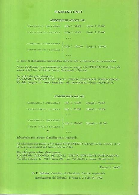 Scienze fisiche e naturali. Serie IX- Volume III- Fascicolo 3. Rendiconti Lincei - Accademia dei Lincei - 2