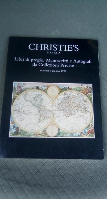 libri di pregio,manoscritti e autografi da collezioni private martedì 9 giugno 1998 - copertina