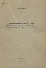 Elenco delle pubblicazioni offerte in omaggio ai congressisiti della XIX Riunione della Società Italiana per il progresso delle Scienze