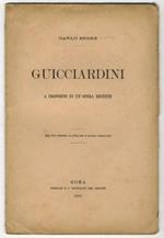 Guicciardini. A proposito di un'opera recente