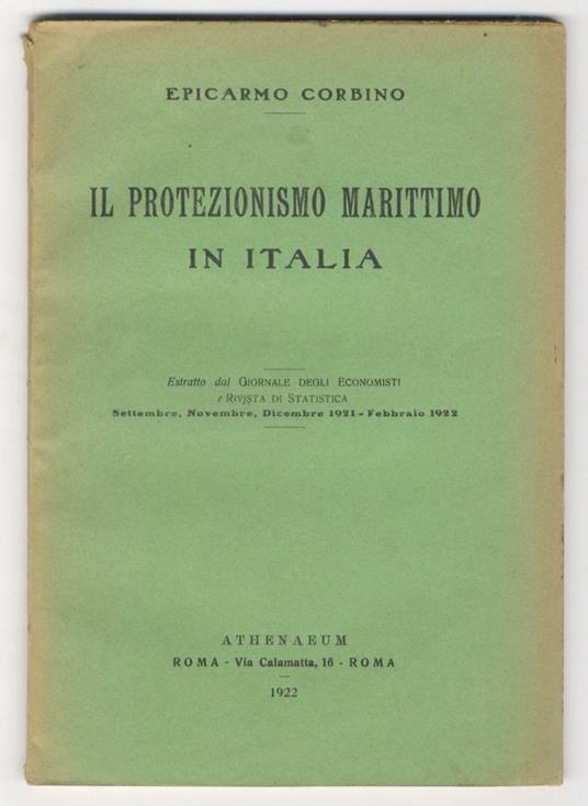 Il protezionismo marittimo in Italia - Epicarmo Corbino - copertina