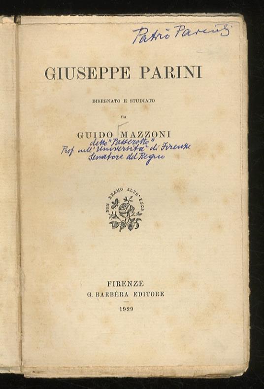 Giuseppe Parini. Disegnato e studiato da Guido Mazzoni - Giuseppe Parini - copertina