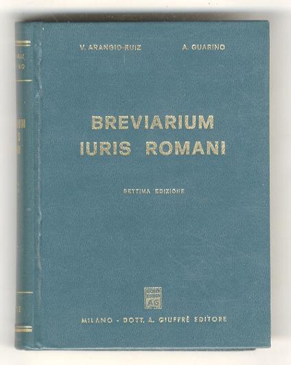 Breviarium iuris romani. Settima edizione - Vincenzo Arangio-Ruiz - copertina