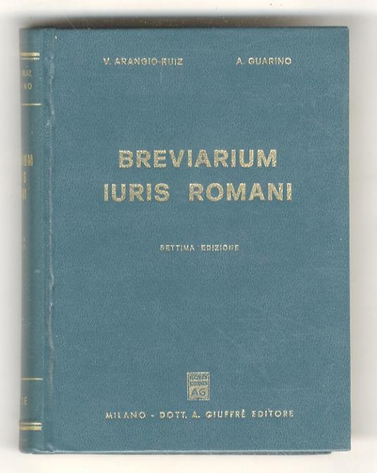 Breviarium iuris romani. Settima edizione - Vincenzo Arangio-Ruiz - copertina