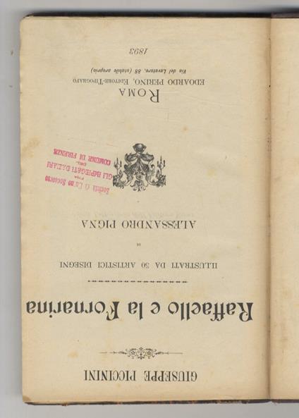 Raffello e la Fornarina. Illustrati da 50 artistici disegni di Alessandro Pigna - Giuseppe Piccioni - copertina