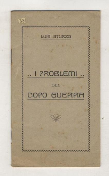 I problemi del dopo guerra - Luigi Sturzo - copertina