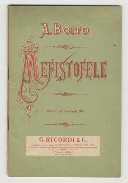 Mefistofele. Opera di Arrigo Boito - Arrigo Boito - copertina