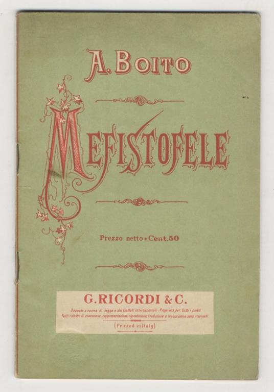 Mefistofele. Opera di Arrigo Boito - Arrigo Boito - copertina