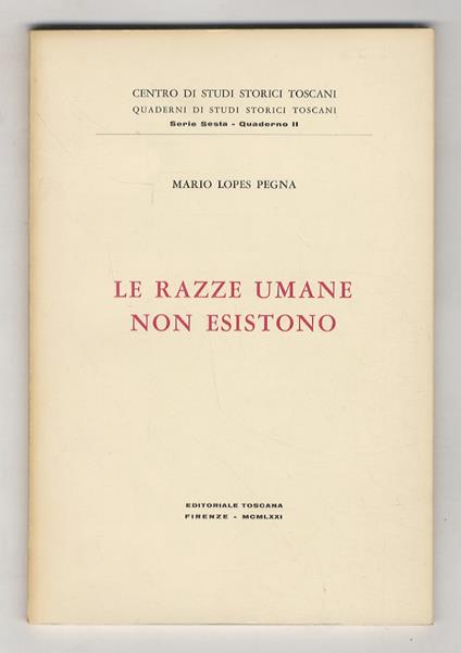 Le razze umane non esistono - Mario Lopes Pegna - copertina