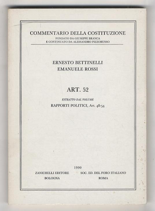 Art. 52 [della Costituzione] - Ernesto Bettinelli - copertina