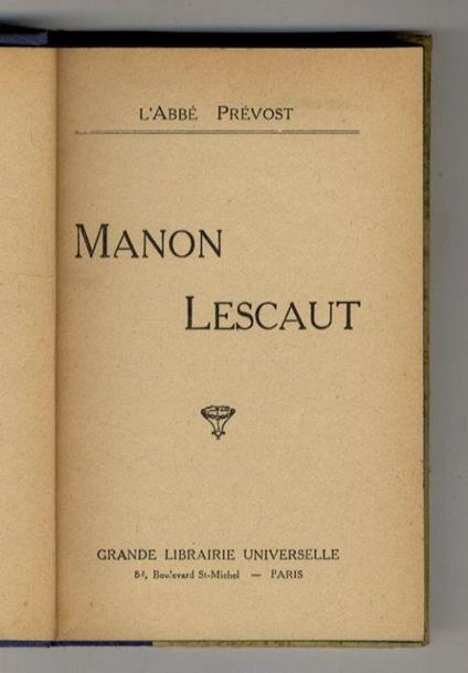 Manon Lescaut - Antoine-François Prévost - copertina