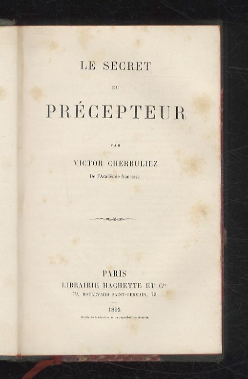Le Secret du Précepteur - Victor Cherbuliez - copertina