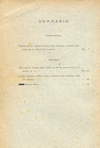 Iurisdictio divisa, unum imperium e regimina particularia dal sec. XII al XIV. (In: Studi Sassaresi, Serie II - Vol. XXVII, Fasc. I-II e III-IV) - Ginevra Zanetti - copertina