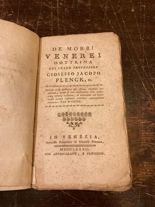 De' morbi venerei - Joseph Jacob von Plenck - copertina