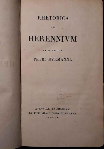 Rhetorica ad Herennium ex recensione Petri Burmanni - M. Tullio Cicerone - copertina