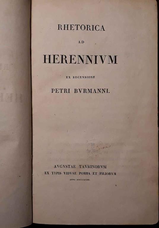 Rhetorica ad Herennium ex recensione Petri Burmanni - M. Tullio Cicerone - copertina