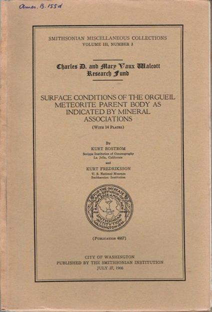 Surface conditions of the orgueil meteorite parent body as indicated by mineral associations - copertina