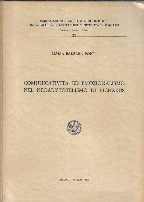 Comunicatività ed emozionalismo nel neoaristotelismo di Richards - copertina