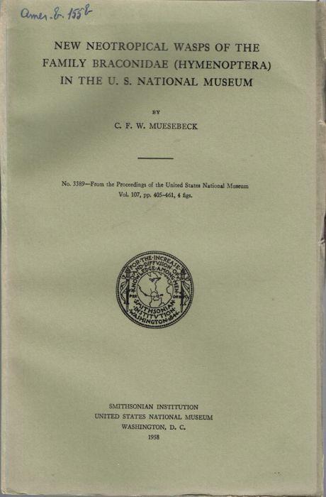 New neotropical wasps of the family braconidae (Hymenoptera) in the U. S. National Museum - copertina